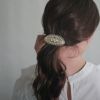 バレッタ オーバル プラパール ガラス ゴールドメタル バレッタヘアアクセサリー