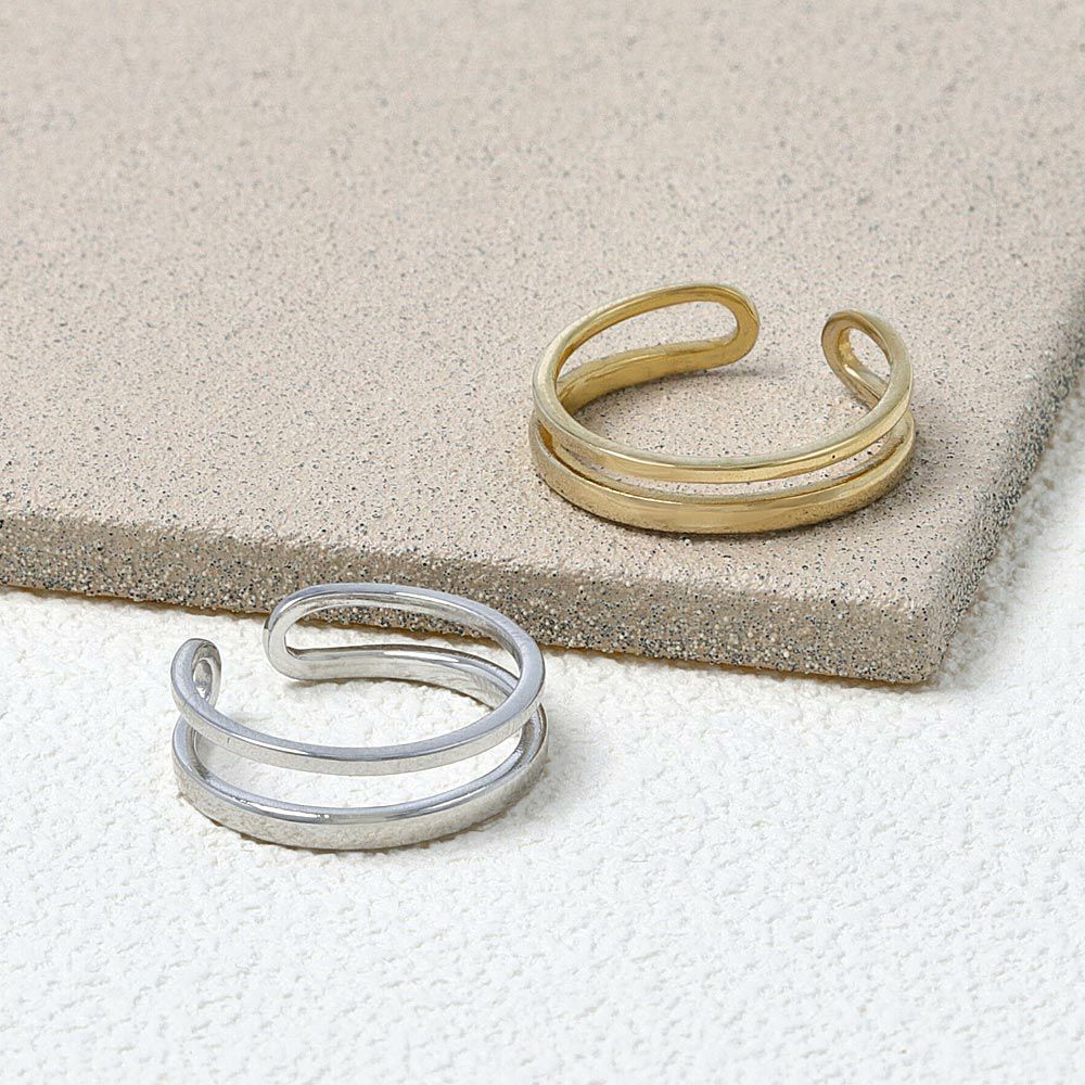 リング ニッケルフリー ダブルライン フリーサイズ ピンキーリング 指輪 日本製