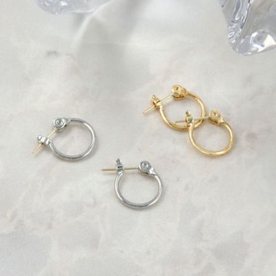 ピアス メタル 2連風 1.2cm 18金 K18 フープピアス | OSEWAYA