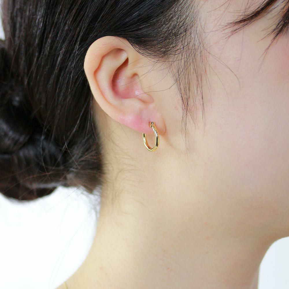 新品 K18シンプルフープピアス(リングピアス) サイズ2mm×10mm 片耳分