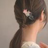 ヘアクリップ 桜 黒猫 白猫 クリップ