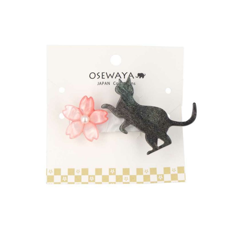 ヘアクリップ 桜 黒猫 クリップ | OSEWAYAオンラインストア｜お世話や 