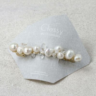 Classy バレッタ ニッケルフリー 淡水パール 天然石 6.5cm | OSEWAYA