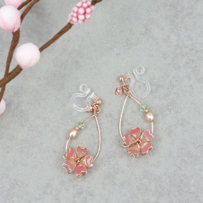 ノンホールピアス イヤリング ニッケルフリー 桜 花弁 ワイヤー