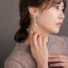 Classy ピアス ニッケルフリー マーキスカットガラスxドロップパール下がり チタンポスト ドロップピアス