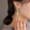 Classy ピアス ニッケルフリー マーキスカットガラスxドロップパール下がり チタンポスト ドロップピアス