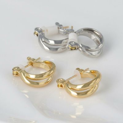 ピアス メタル 2連風 1.2cm 18金 K18 フープピアス | OSEWAYA