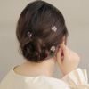 ヘアクリップ カラー フラワー パール ストーン 3個セット ミニ バンスクリップ