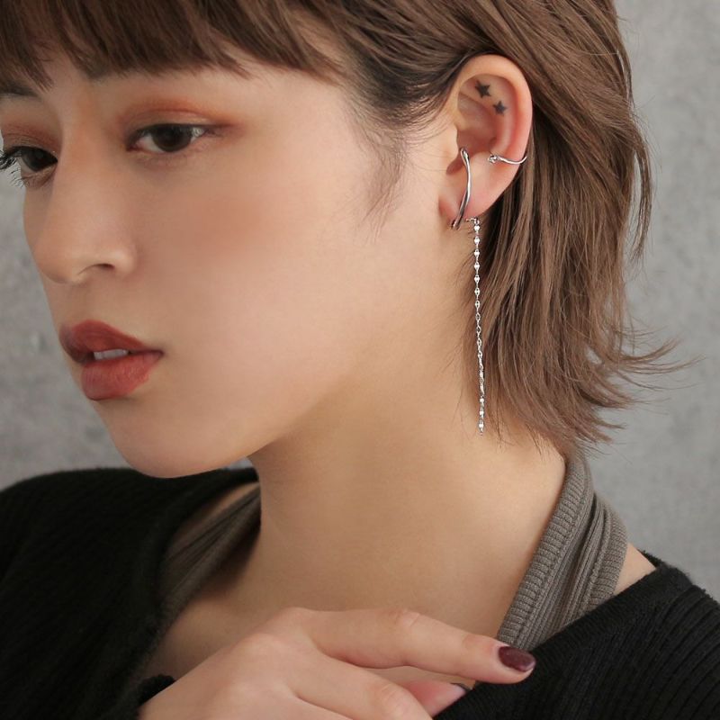 ピアス イヤーカフ ニッケルフリー メタル ウェーブ チェーン ストーン ロング 2個セット チタンポスト イヤーフックピアス  OSEWAYAオンラインストア｜お世話や公式アクセサリー通販サイト