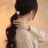 ヘアゴム ニッケルフリー メタル レクタングル カーブ プレート ヘアポニー