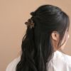 ヘアクリップ ウッド風 フラワー バンスクリップ