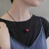 ネックレス 赤玉 磁石 マグネット 紐 コード ショートネックレス