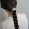 ヘアゴム マーブル アセチ メタル ライン レクタングル 茶ゴム 黒ゴム つけかえポニー ヘアポニー