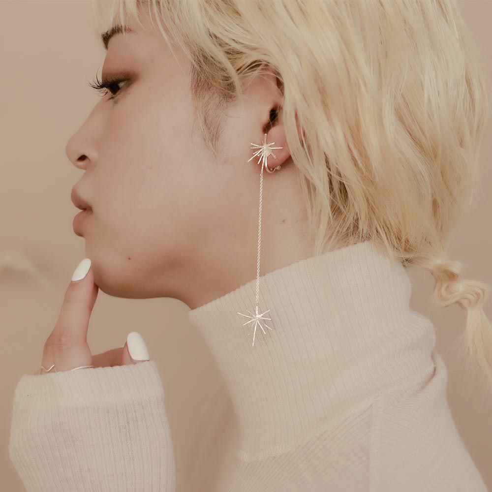 チェコ製 アメジスト8石と真珠の銀製イヤリング ネオルネサンス様式  