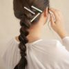 ヘアクリップ レクタングル マーブル カラー 3個セット クリップ