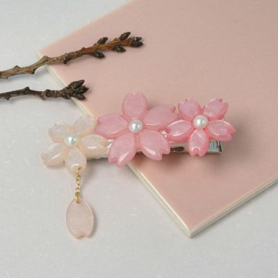 ヘアクリップ 桜 ゆれる花びら パール フォーククリップ | OSEWAYA