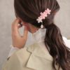 ヘアクリップ 桜 ゆれる花びら パール フォーククリップ