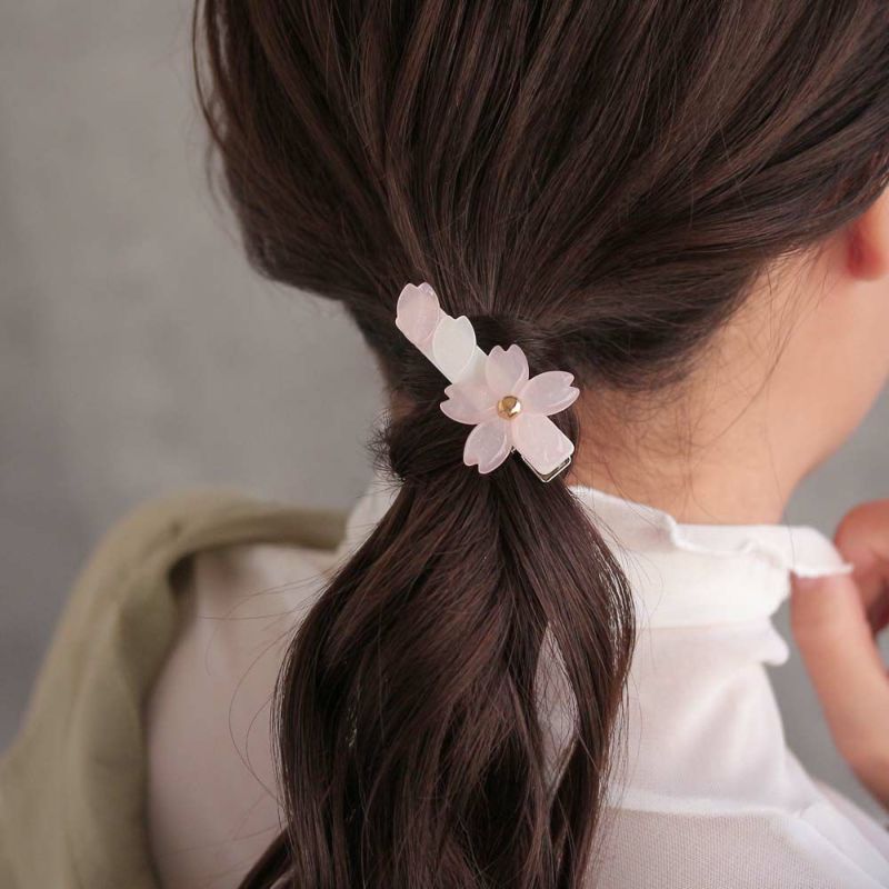 ヘアクリップ 桜 花びら ラメ メタル フォーククリップ | OSEWAYA