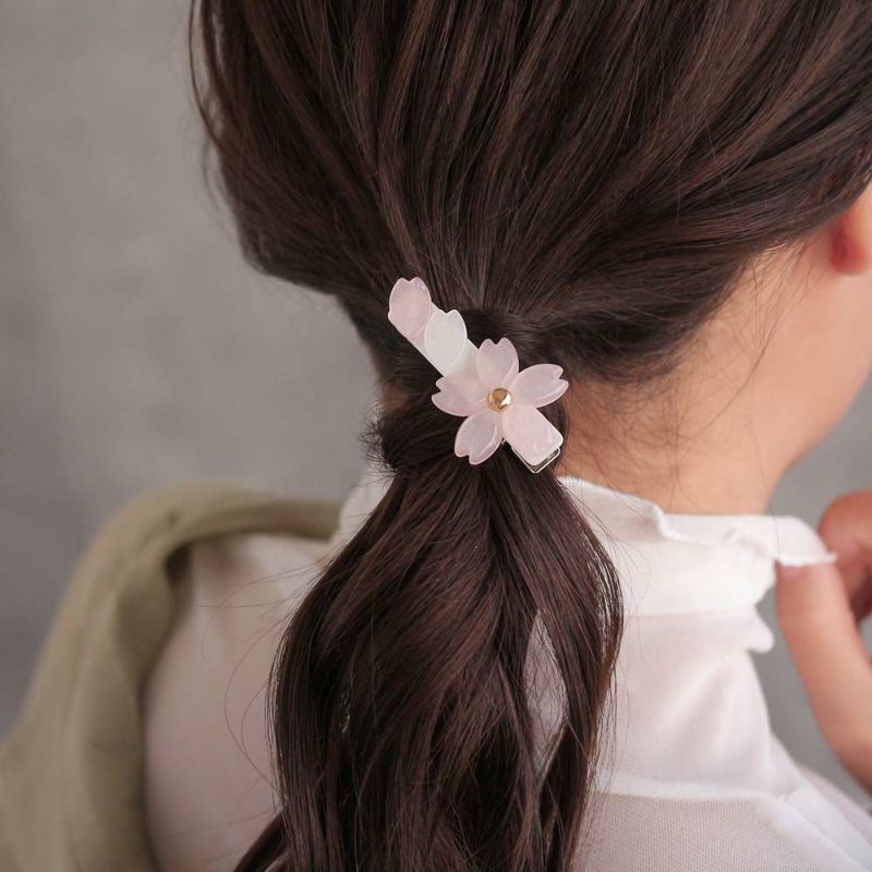 ヘアクリップ 桜 花びら ラメ メタル フォーククリップ OSEWAYAオンラインストア｜お世話や公式アクセサリー通販サイト