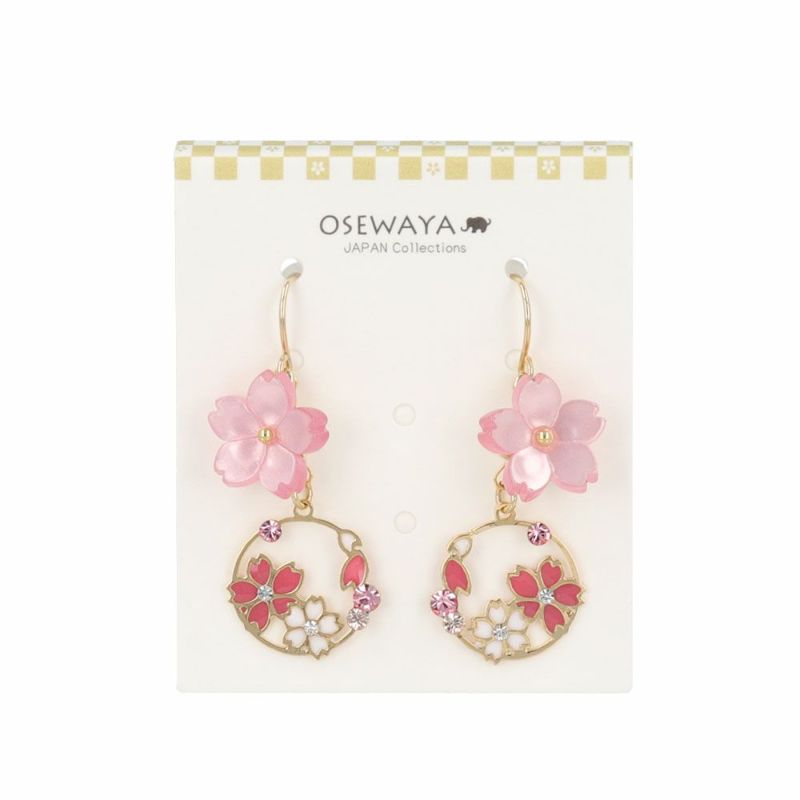 ピアス ニッケルフリー 桜 サークル ストーン サージカルステンレス