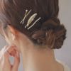 ヘアピン ストーン フェザー メタル 4本セット アメピン