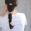 ヘアクリップ フリル ボリューム リボン 2個セット ミニクリップ