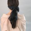 ヘアゴム モノトーン 無地 シアー ビッグリボン ヘアポニー