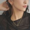 【Finobelle】Stainless Luxe ピアス クロス カーブ サージカルステンレスポスト ドロップピアス