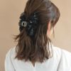 ヘアクリップ シフォン パール ボリューム バンスクリップ