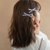 ヘアクリップ サテン スリム リボン 2個セット