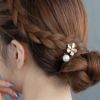 Classy GARDEN ヘアカフ ミニセットカフ フラワー メタル パール 3個セット ヘアポニー ポニーフック