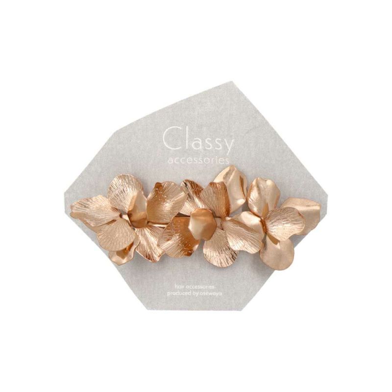 50%OFF｜Classy GARDEN バレッタ フラワー メタル ボリューム すべり 