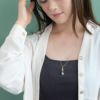 ネックレス ニッケルフリー カラー エポ ひし形 メタル ビーズ ループタイ Y字 ロングネックレス