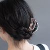 ヘアクリップ マーブル アクリル ダークカラー ラウンド 半月型 バンスクリップ