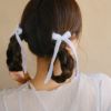ヘアクリップ アンゴラ ニット リボン ロング 2個セット ミニクリップ