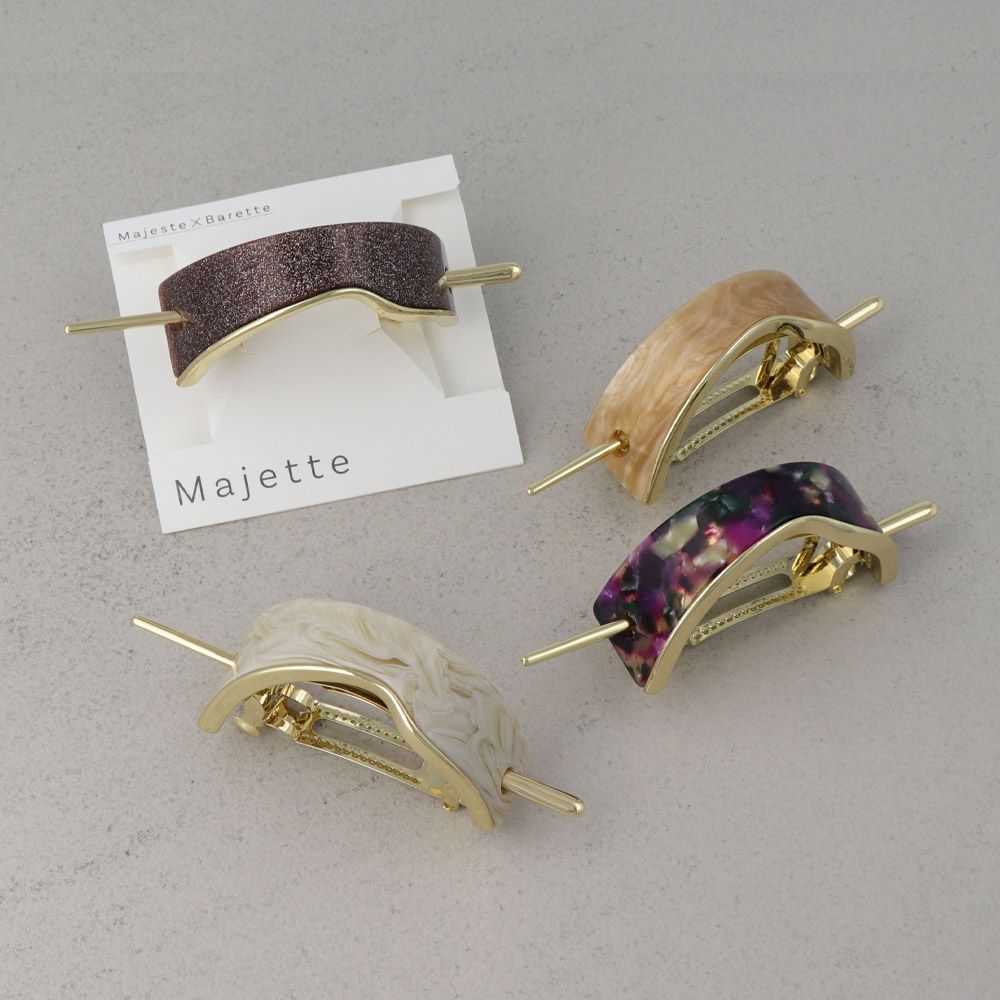 Majette/マジェッタ マジェステみたいなバレッタ マーブル ラメ アクリル メタル ウェーブ