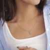 【Finobelle】necklace charm/選べるペンダントチャーム 本ロジウム厚メッキ 楕円チェーン ショートネックレス ニッケルフリー
