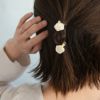 ヘアクリップ 薔薇 モノトーン 2個セット ミニクリップ