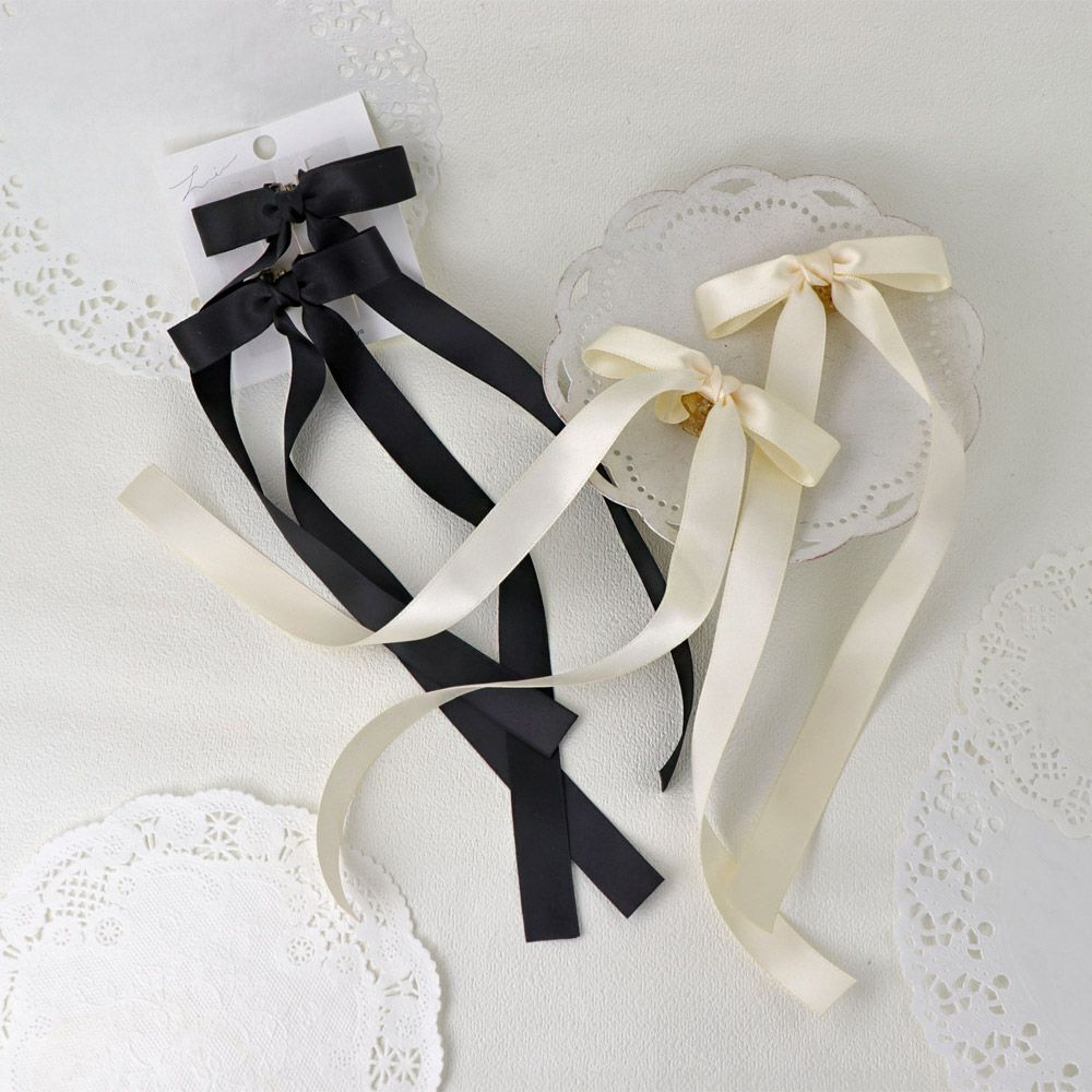 30%OFF｜ヘアクリップ ダブル リボン ベーシックカラー 無地 2個セット  