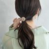 ヘアゴム メタル 透かし模様 レース サークル カラー ストーン ヘアポニー