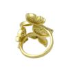 リング ニッケルフリー メタル キュービックジルコニア パヴェ トリプル バタフライ 蝶 フリーサイズ 指輪