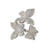 リング ニッケルフリー メタル キュービックジルコニア パヴェ トリプル バタフライ 蝶 フリーサイズ 指輪