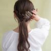 ヘアピン メタル マーブル カラー ラメ ウェーブ ライン オーバル 4本セット ヘアクリップ アメピン