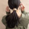 ヘアカフ クラップカフ ベーシックカラー フェイクレザー クロス ライン ヘアポニー ポニーフック