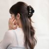 ヘアクリップ フロッキー パール ビジュー アンティークライク バンスクリップ