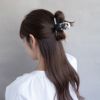 ヘアクリップ yura フラワー ローズ 巻きバラ 薔薇 フェイクレザー ロール バンスクリップ